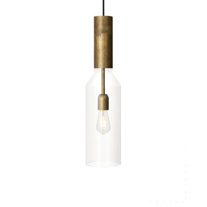 Lampa wisząca Fenomen, Szkło przezroczyste, mosiądz, mały Konsthantverk