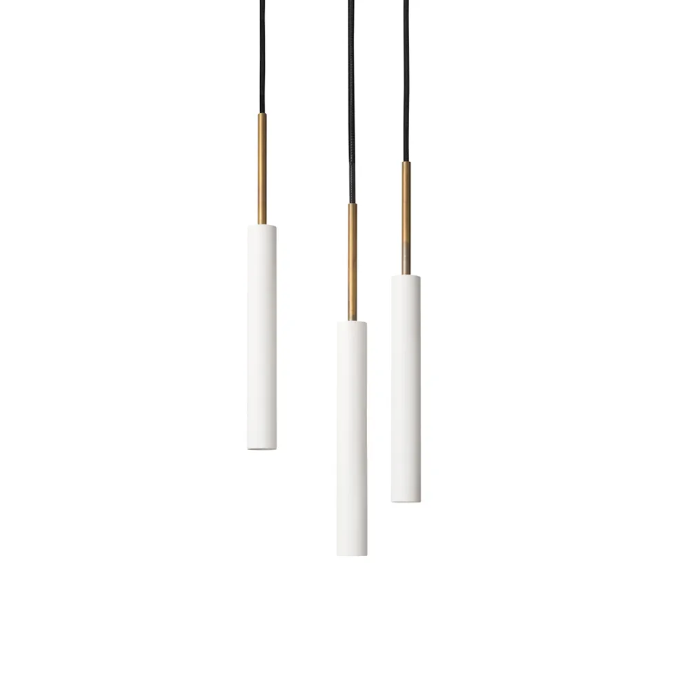 Lampa wisząca Stav 3 okrągła płytą sufitową, Biały/mosiądz  Konsthantverk