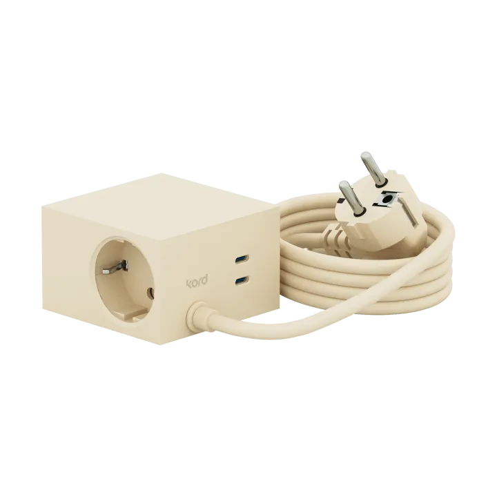 Listwa zasilająca Cuboid+ z portem USB-C 30W (2 m) - Pearled Ivory (biały) - Kord