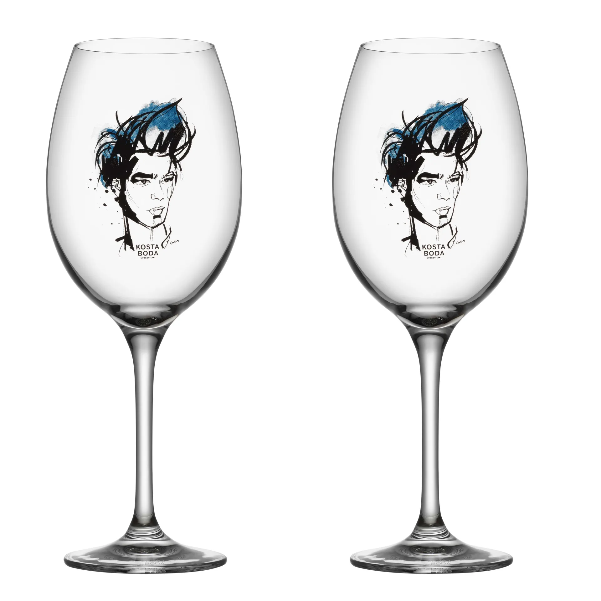 All about you kieliszki do wina 520 ml, 2‑pak, Miss him (niebieski) Kosta Boda