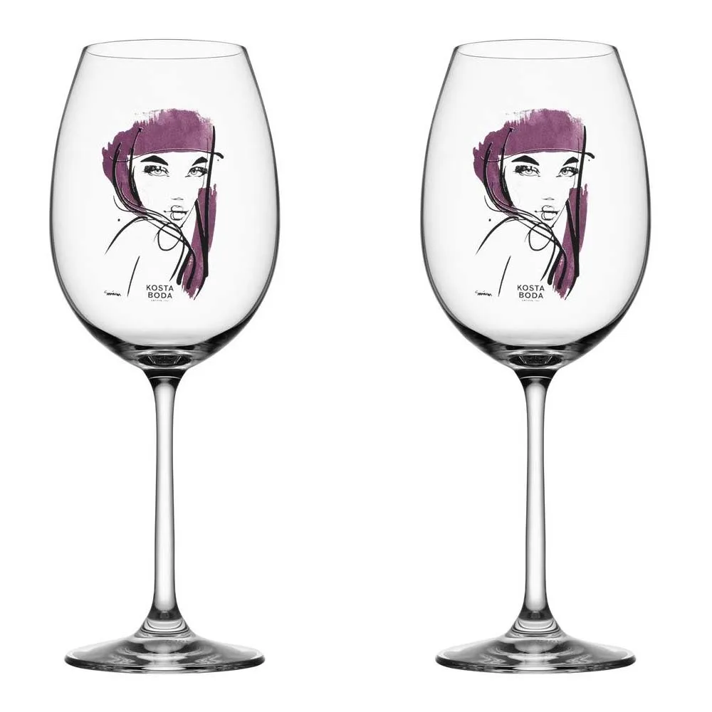 All about you kieliszki do wina 520 ml, 2‑pak, purpurowo - czerwony Kosta Boda