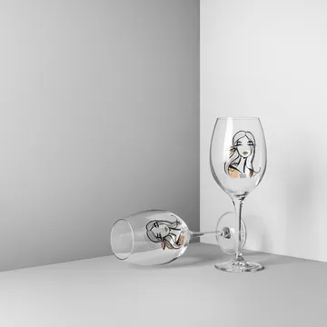 All about you kieliszki do wina 520 ml, 2‑pak - wait for her (brudny różowy) - Kosta Boda