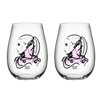 All about you szklanki do whisky 570 ml, 2‑pak - love you (różowy) - Kosta Boda