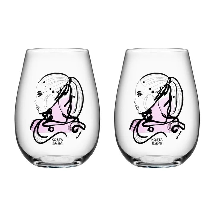 All about you szklanki do whisky 570 ml, 2‑pak - love you (różowy) - Kosta Boda