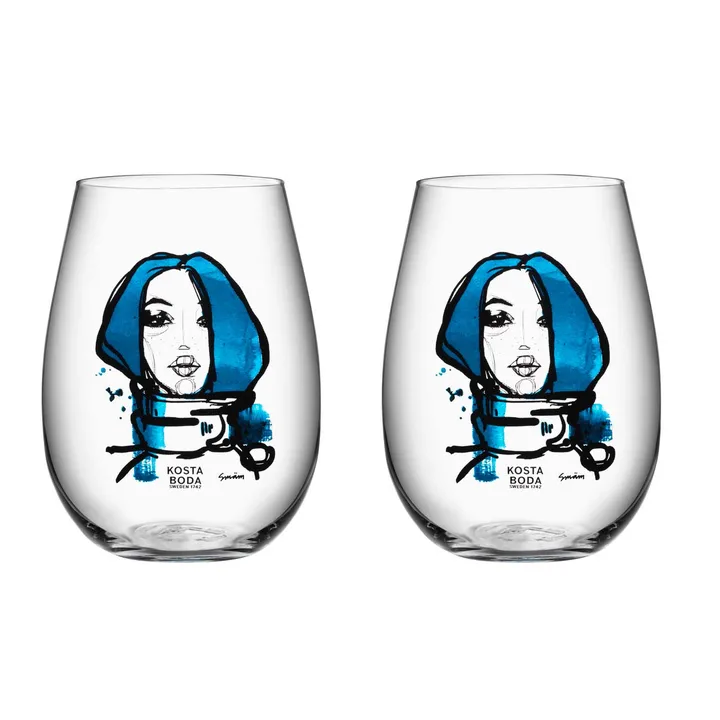 All about you szklanki do whisky 570 ml, 2‑pak - miss you (niebieski) - Kosta Boda