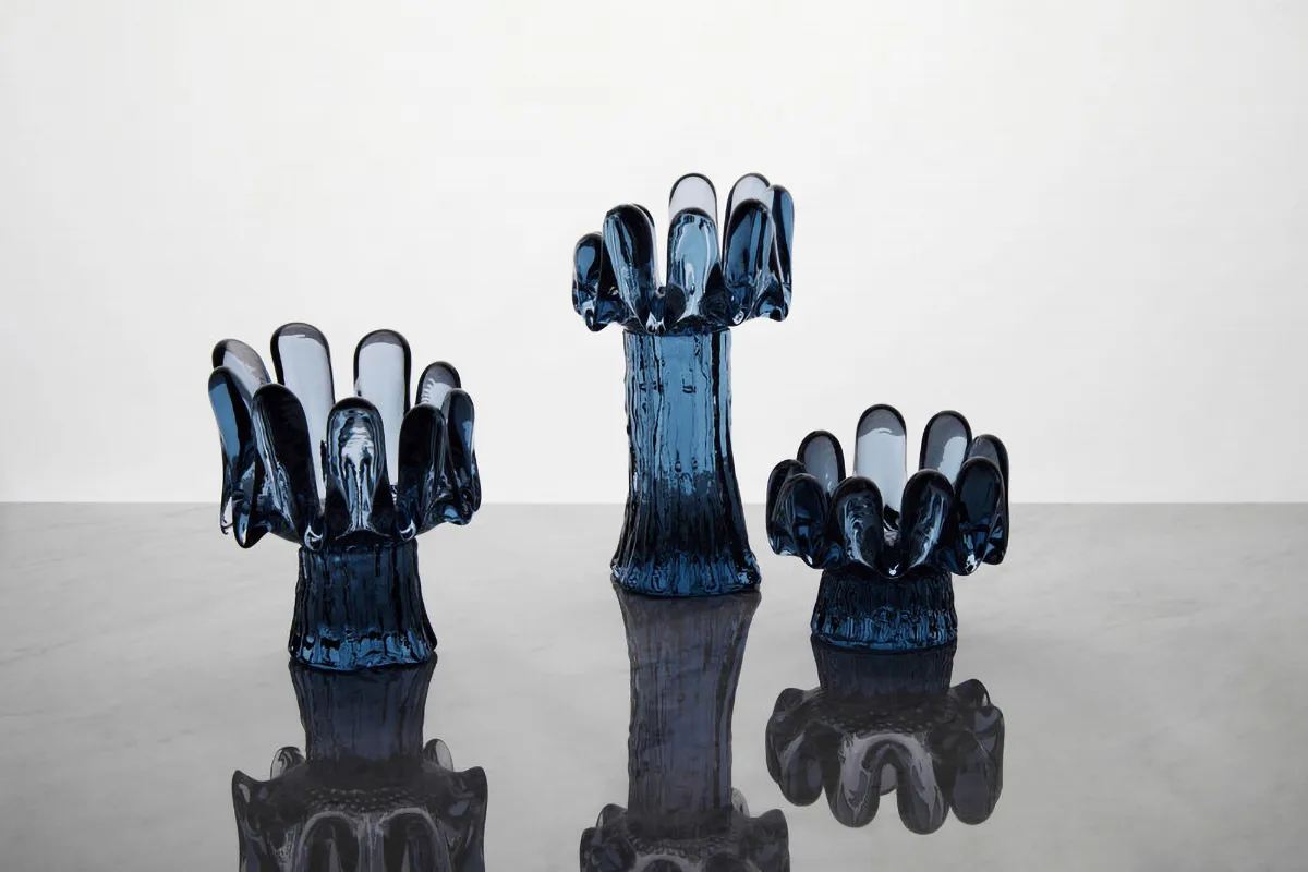 Okrągły szklany świecznik Solros 11,5 cm, Niebieski Kosta Boda