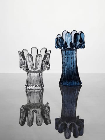 Okrągły szklany świecznik Solros 18 cm - Niebieski - Kosta Boda