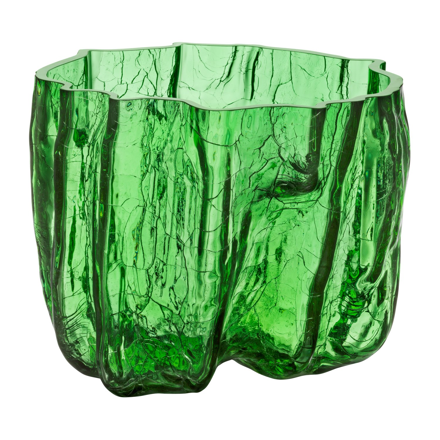 Kosta Boda Wazon Crackle 17,5 cm Zielony | Skandynawski Design | Wazony | Zielony