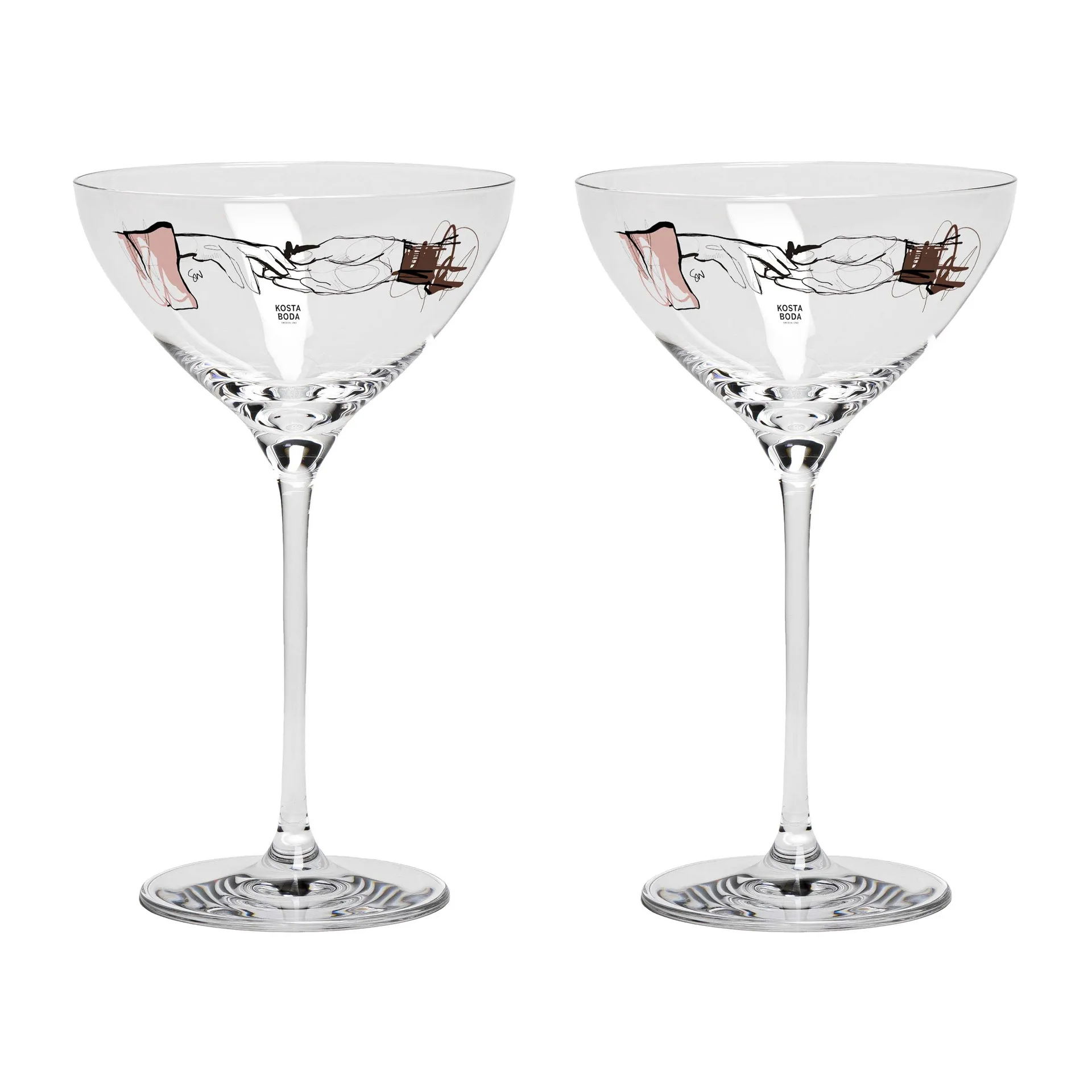 You and me together kieliszek do szampana 320 ml, zestaw 2 szt., Clear / Multi Kosta Boda