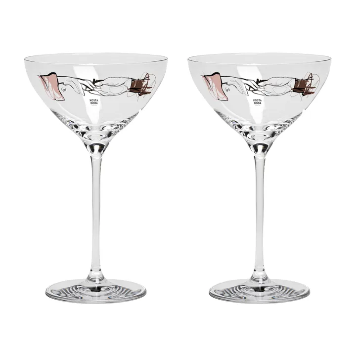You and me together kieliszek do szampana 320 ml, zestaw 2 szt. - Clear / Multi - Kosta Boda