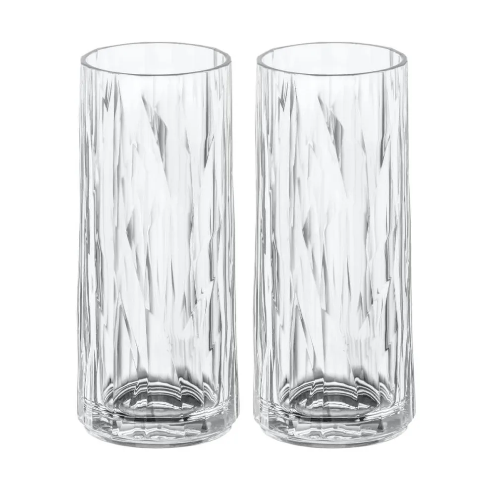 Club No. 3 długie szklanki plastikowe 250 ml, 2‑pak, Krystalicznie czyste Koziol