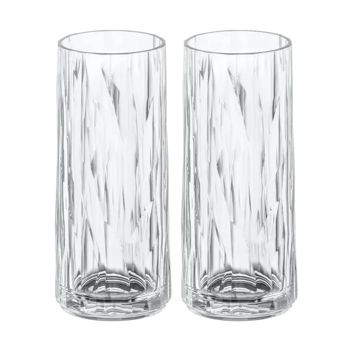 Club No. 3 długie szklanki plastikowe 250 ml, 2‑pak - Krystalicznie czyste - Koziol
