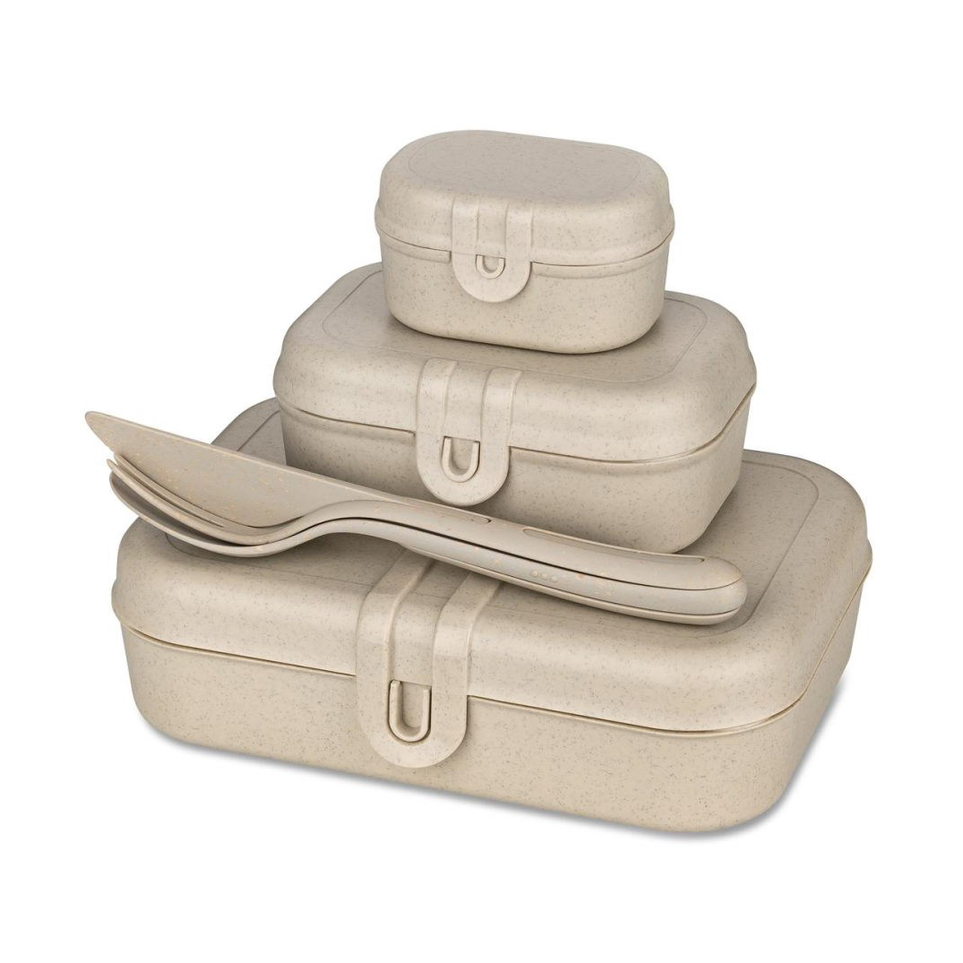 Koziol Pascal Ready Zestaw 3x pojemnik na lunch i sztućce Nature desert sand