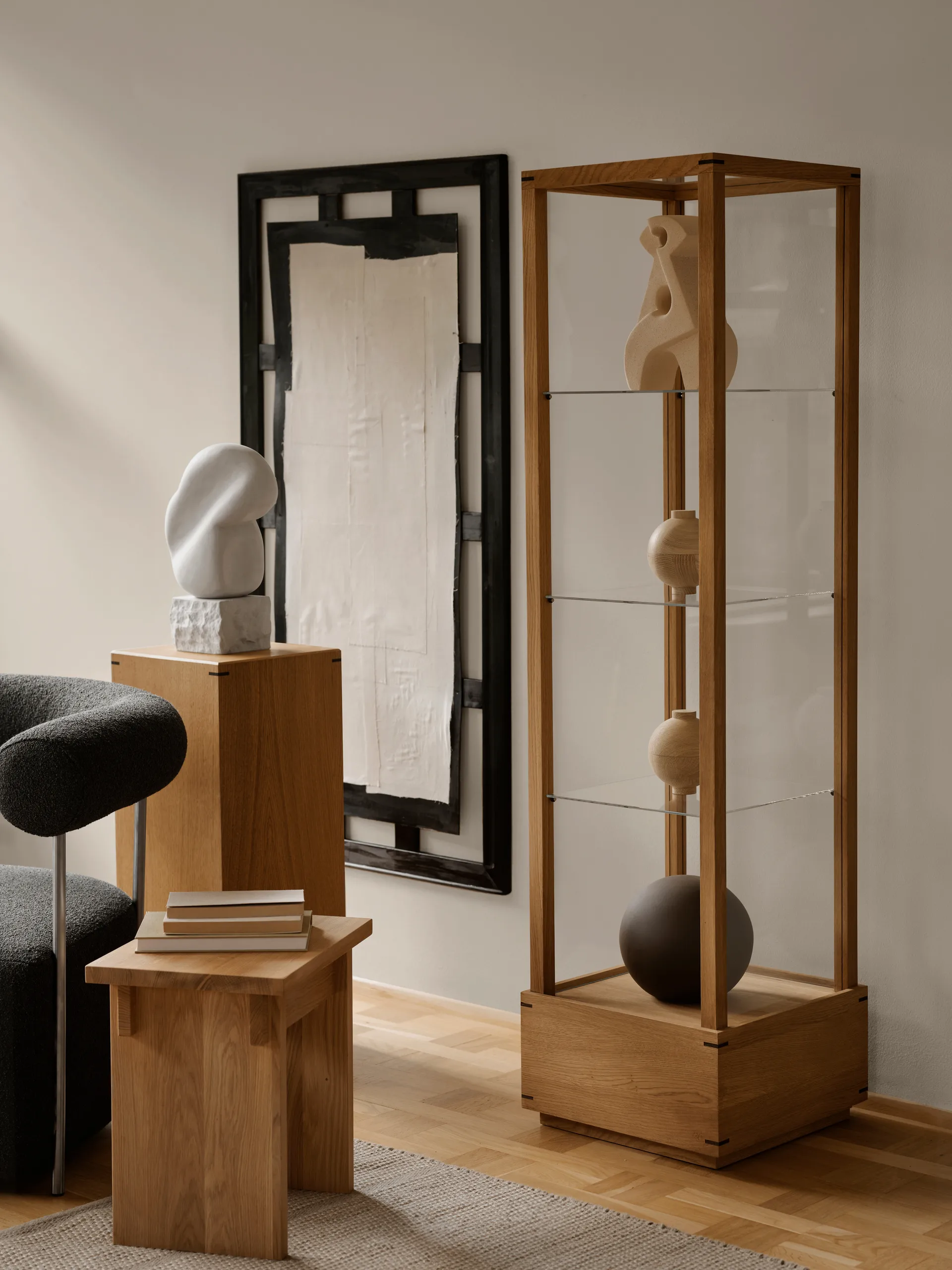 Artisan stołek 30x40 cm, Dąb lakierowany w ciepłym odcieniu Kristina Dam Studio