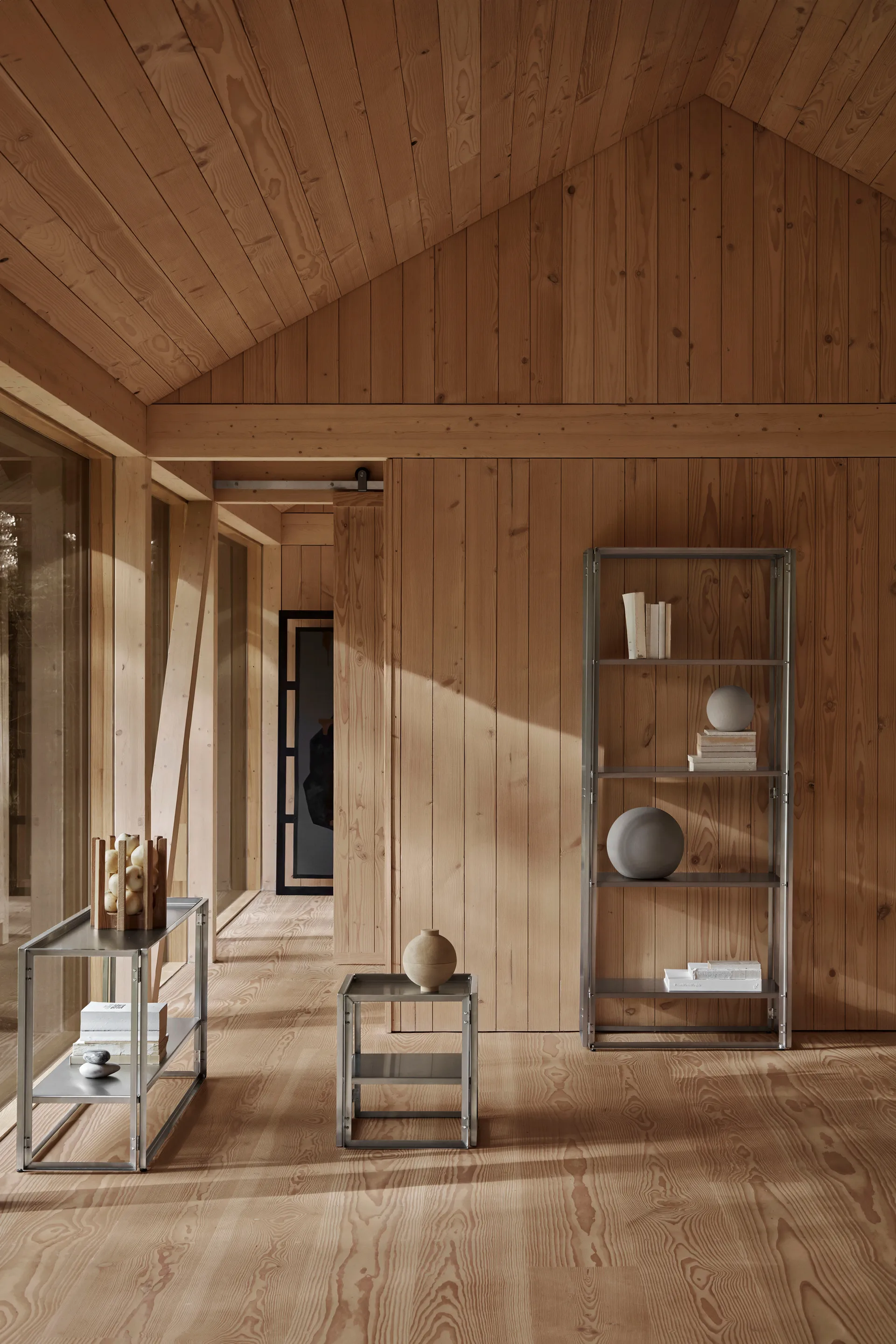 Składany stolik boczny 40×40 cm, Szczotkowana stal nierdzewna Kristina Dam Studio