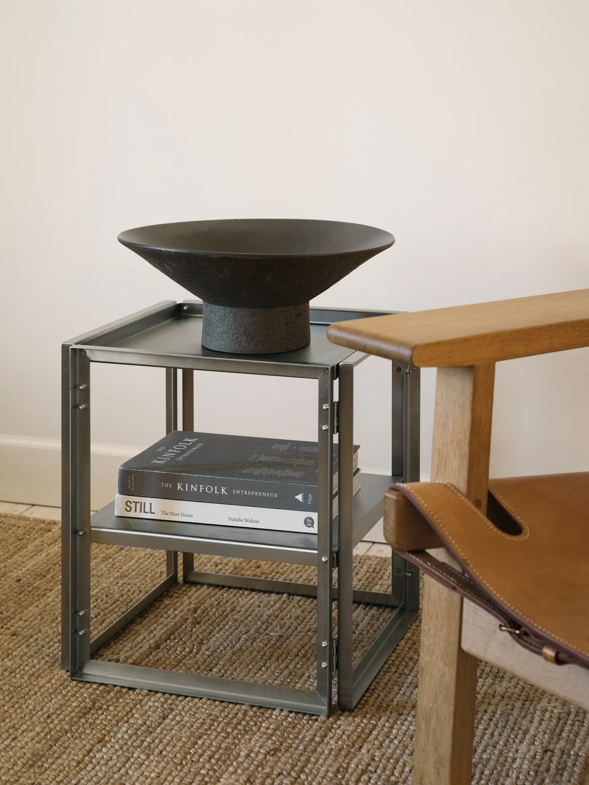 Składany stolik boczny 40×40 cm, Szczotkowana stal nierdzewna Kristina Dam Studio