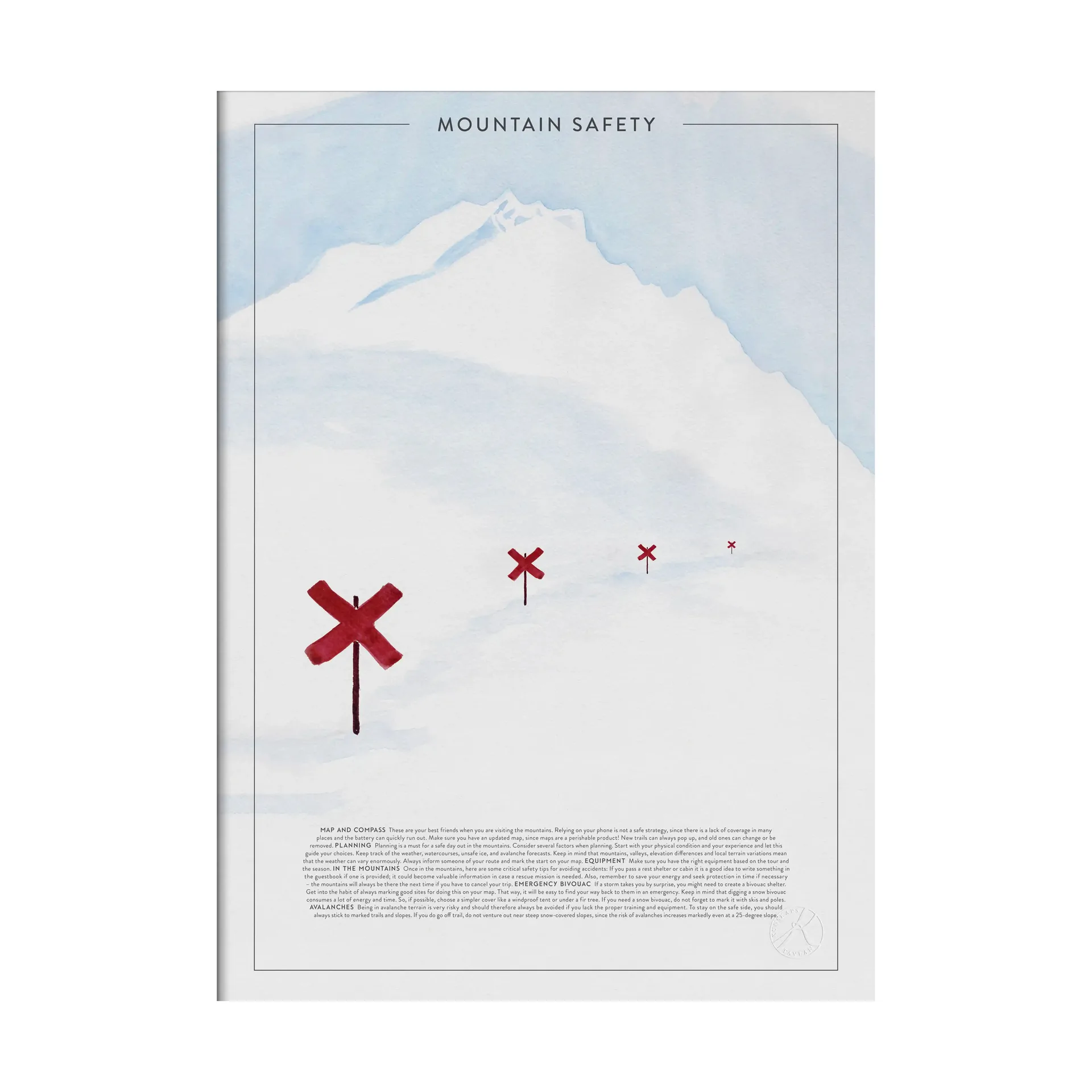 Plakat Mountain Safety, 50x70 cm. Kunskapstavlan®