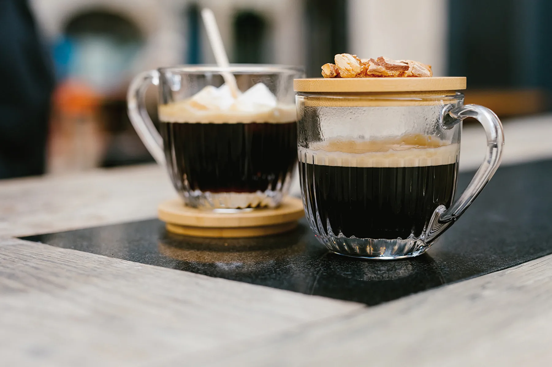 Filiżanki z podstawką/pokrywką Ouessant 2 szt., Przezroczyste-bambus La Rochère