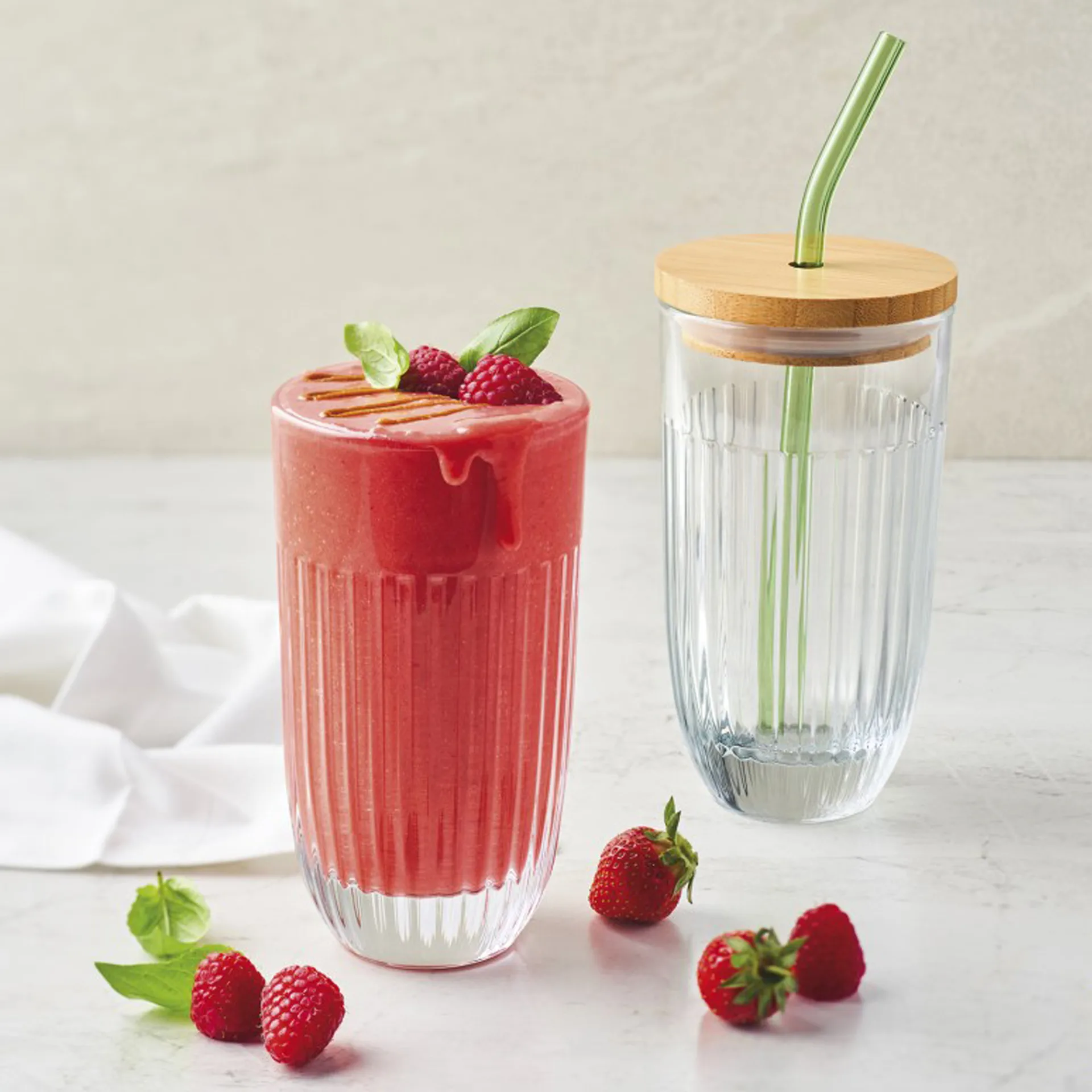 Ouessant szklanka do smoothie z pokrywką i słomką 430 ml, Przezroczysta La Rochère