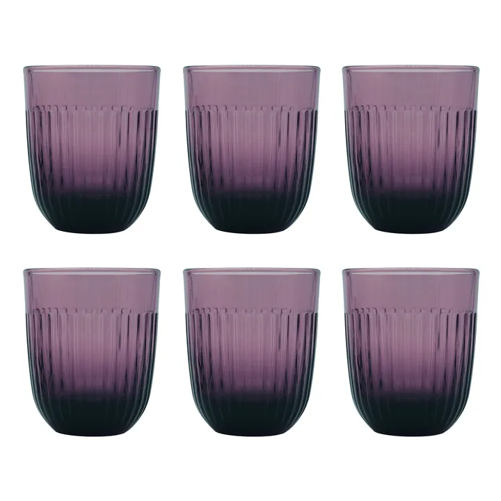 Ouessant szklanka do wody 290 ml, 6‑pak - Bakłażan - La Rochère