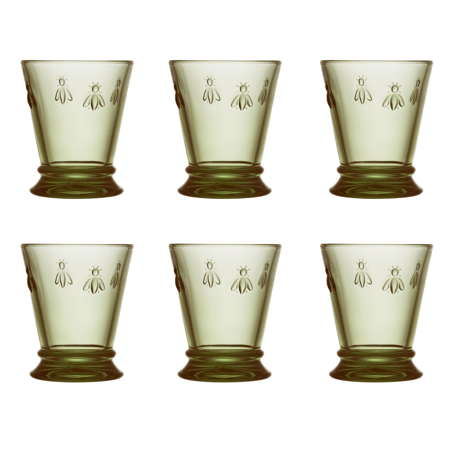 La Rochère Szklanki Abeille 26 cl, 6 szt. Oliwkowe | Skandynawski Design | Szklanki do napojów | Zielony
