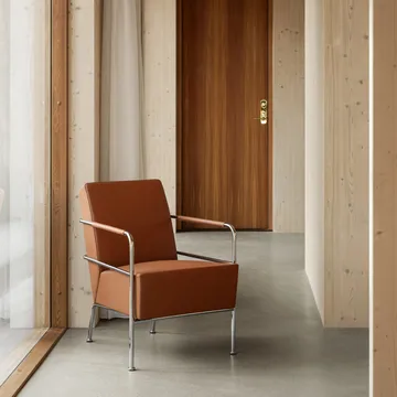 Fotel Cinema - Skóra Elmo Nordic Cognac–chromowany stelaż - Lammhults