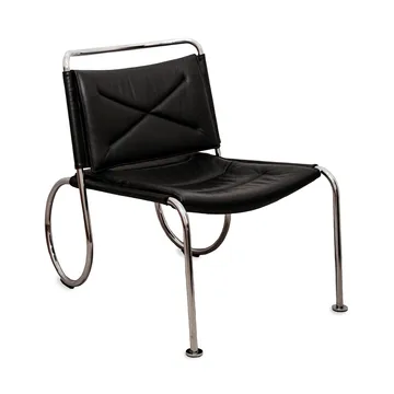Fotel Corso Easy Chair - Skóra Elmo Nordic Czarna-chrom - Lammhults