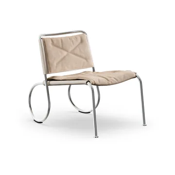 Fotel Corso Easy Chair - Skóra Elmo Nordic Natural-tkanina lniana - chrom - Lammhults