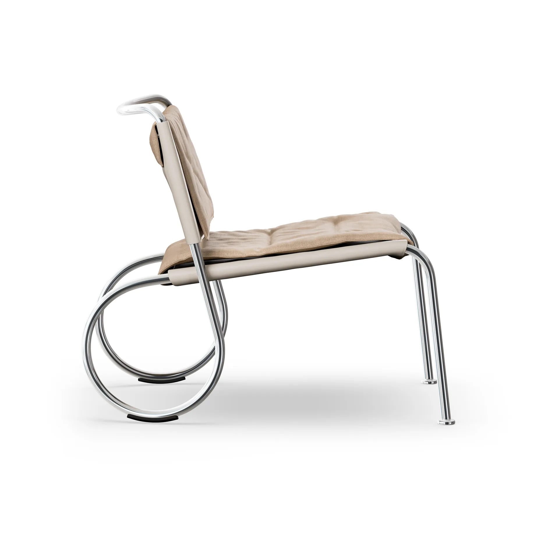 Fotel Corso Easy Chair, Skóra Elmo Nordic Natural-tkanina lniana - chrom Lammhults