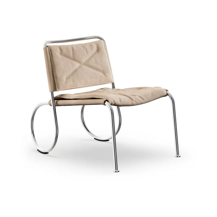 Fotel Corso Easy Chair - Tkanina lniana, natural–chrom - Lammhults