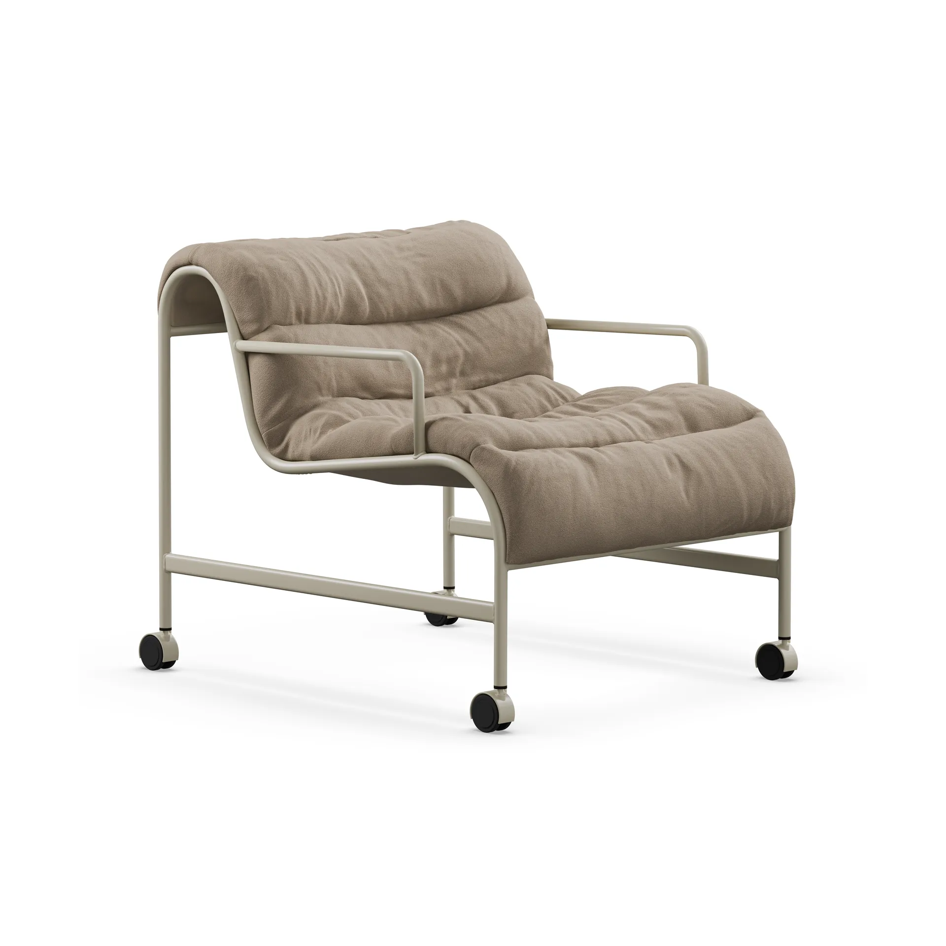 Fotel Sunny z podłokietnikami, Banrum Hemp - beige faktura - stelaż z kółkami Lammhults