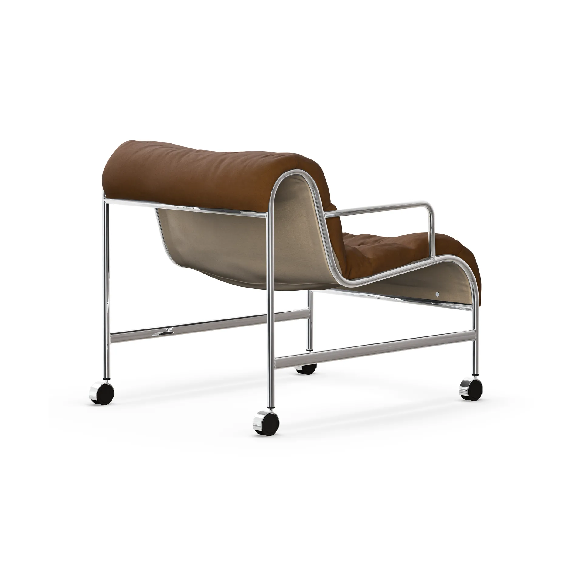 Fotel Sunny z podłokietnikami, Brąz Vidar - chromowany stelaż z kółkami Lammhults
