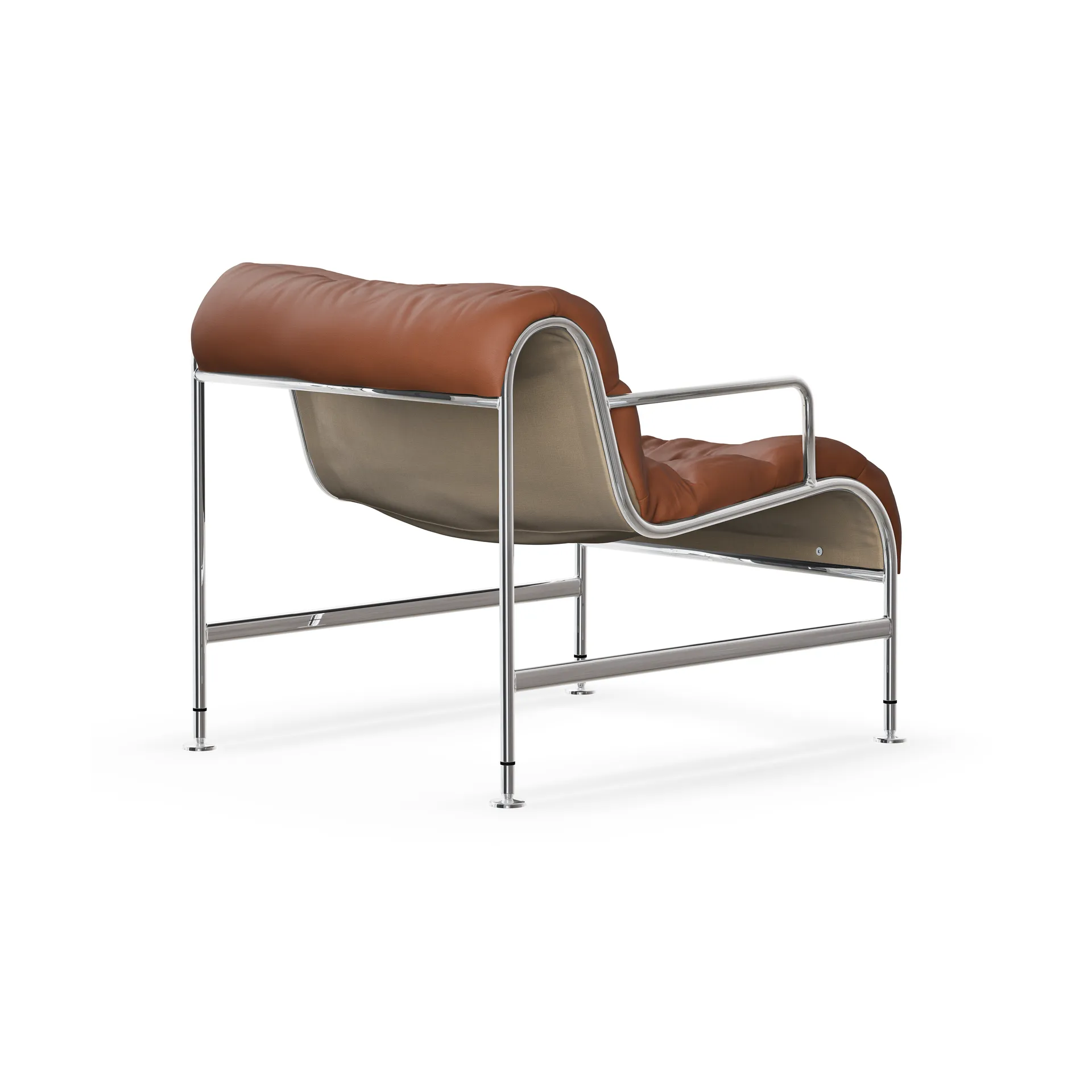 Fotel Sunny z podłokietnikami, Skóra Cognac–chromowany stelaż Lammhults