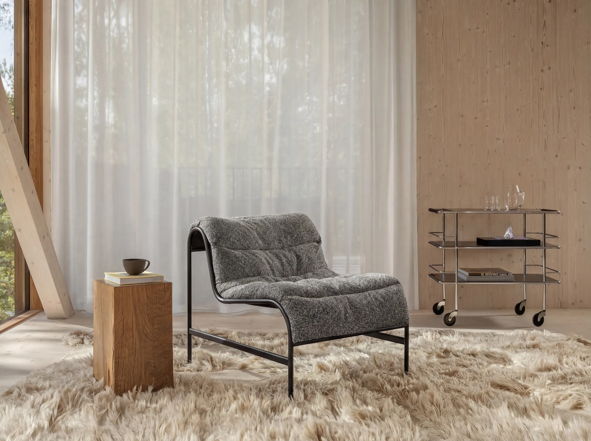 Fotel Sunny, Zero Black–matowoczarny stelaż z kółkami Lammhults