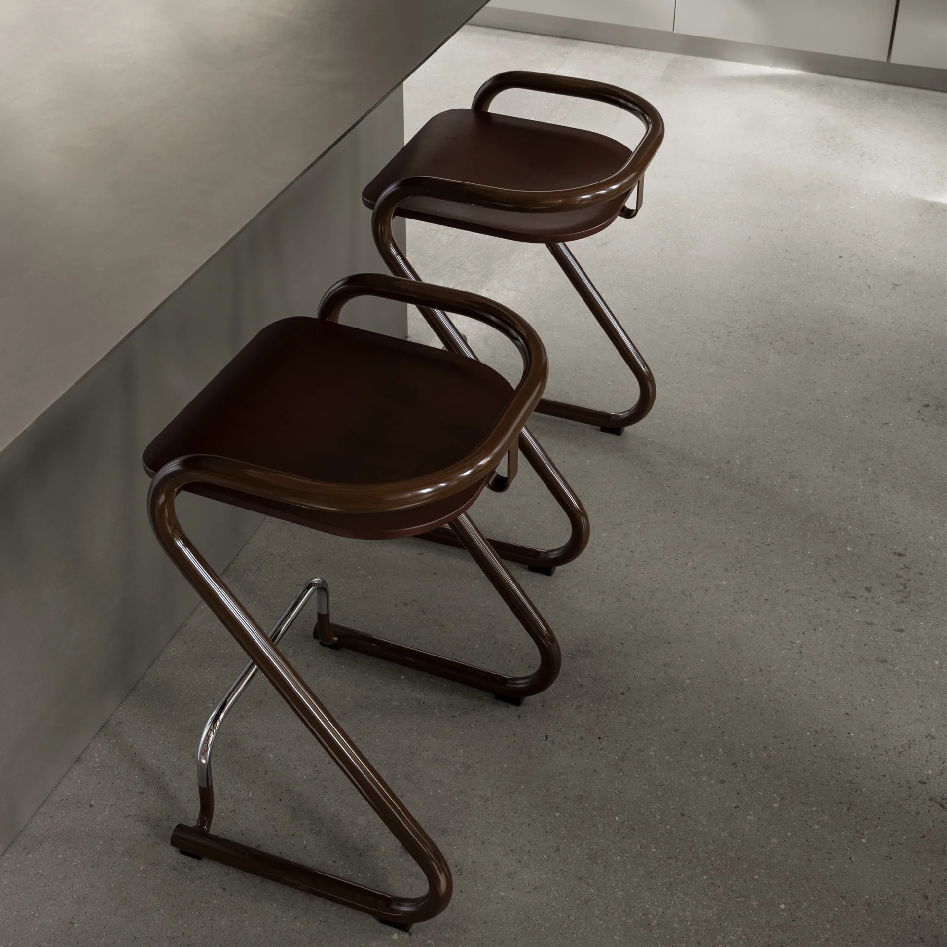 Hoker barowy S70-3, Skóra Elmo Nordic Cognac–chromowany stelaż  Lammhults