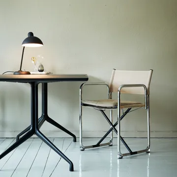 Krzesło X75-2 z podłokietnikami - Naturalna tkanina lniana-chrom - Lammhults