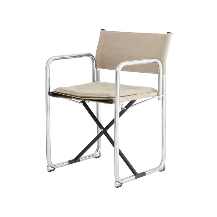 Krzesło X75-2 z podłokietnikami - Naturalna tkanina lniana-chrom - Lammhults