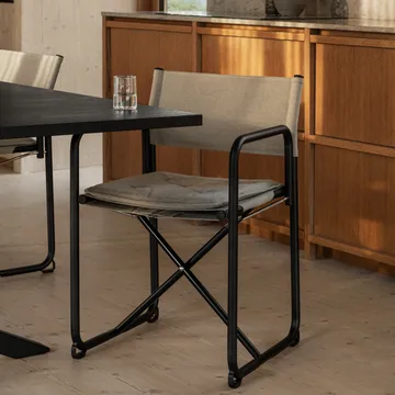 Krzesło X75-2 z podłokietnikami - Tkanina lniana natural–chromowane nogi - Lammhults