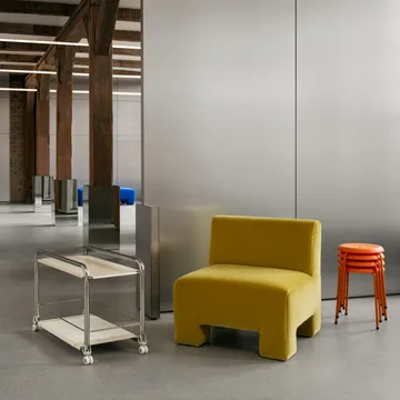 Wózek Tension - Chrom/beż - beżowa mata skórzana - Lammhults