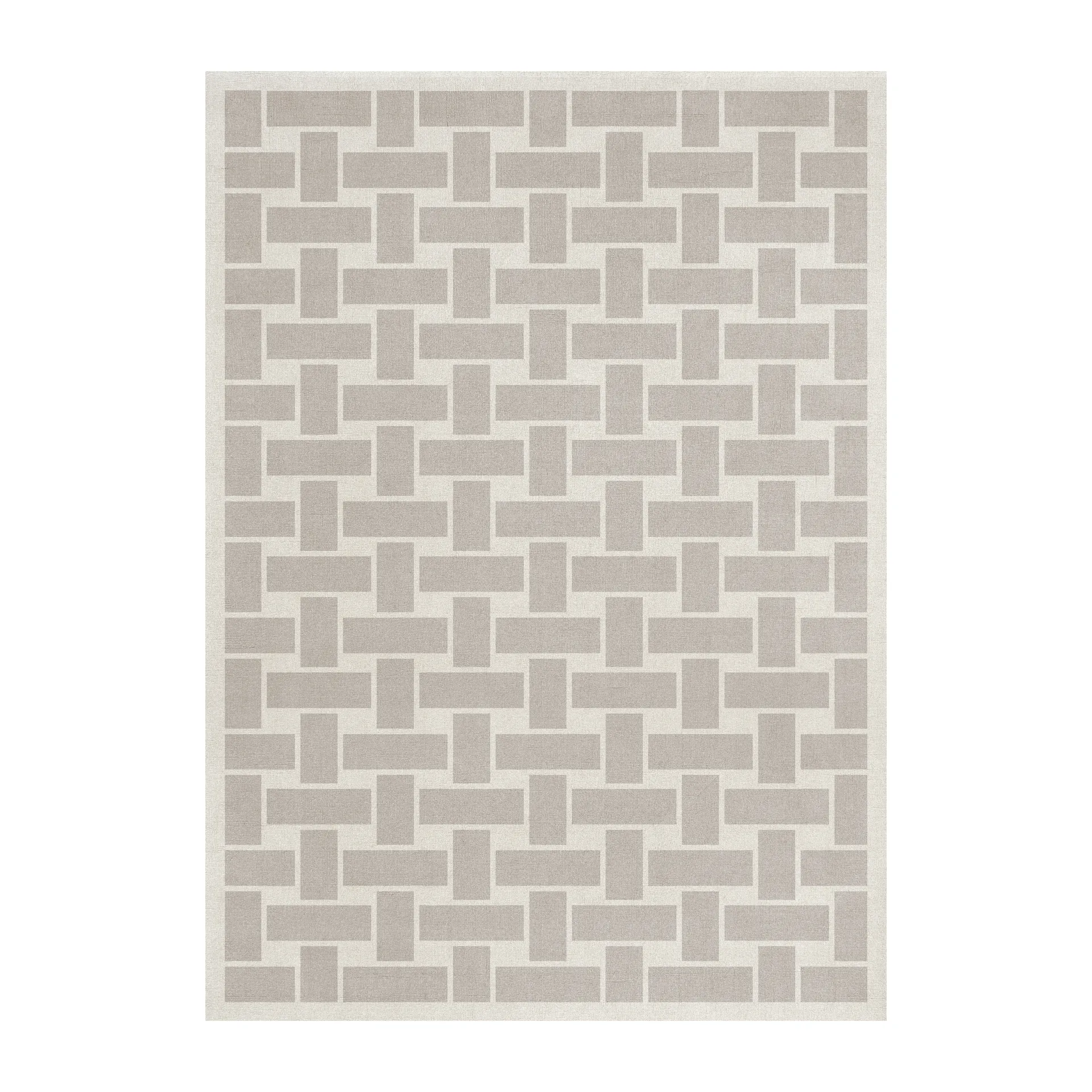 60S Geo Basket Weave dywan wełniany, Oatmeal, 300x400 cm Layered