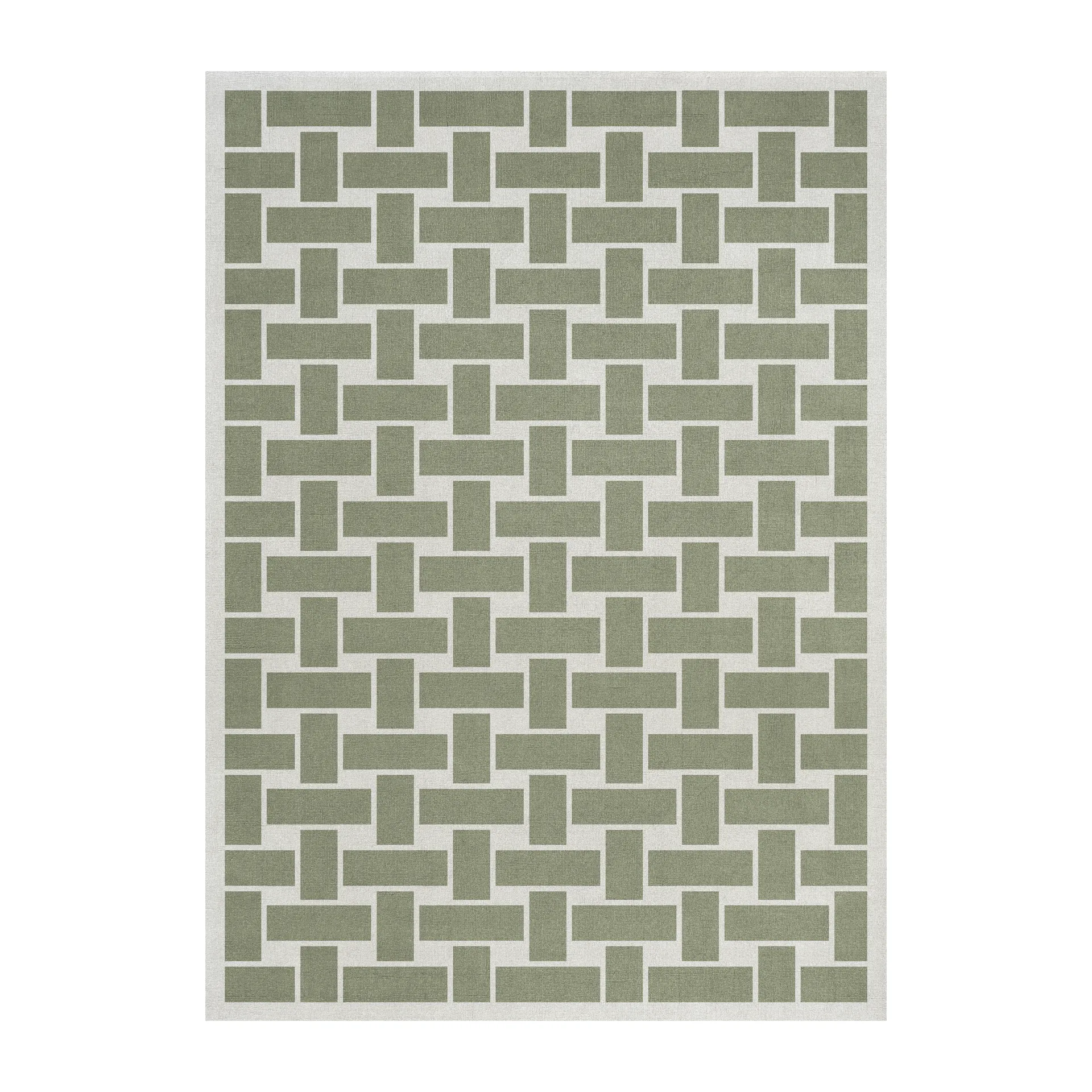 60S Geo Basket Weave dywan wełniany, Olive, 180x270 cm Layered