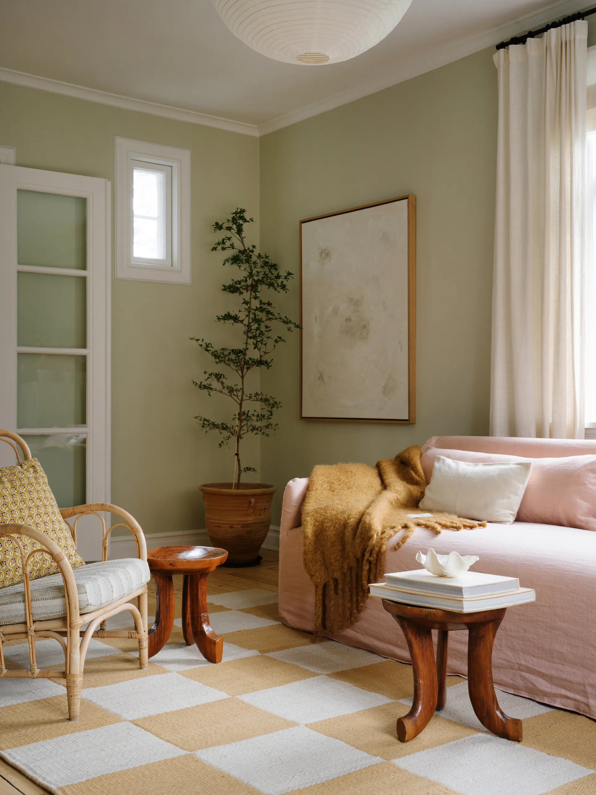 Dywan wełniany Chess, Harvest yellow, 250x350 cm Layered