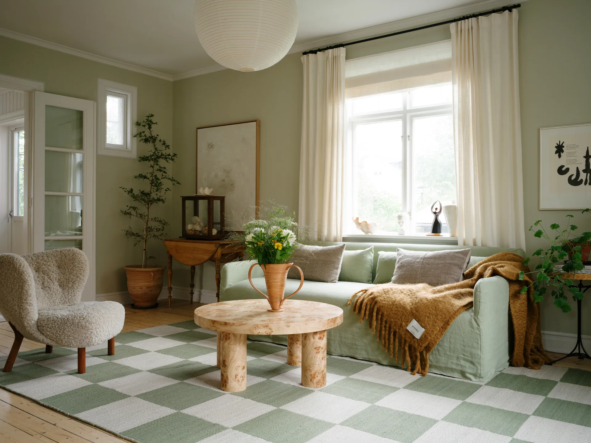 Dywan wełniany Chess, Sage, 140x200 cm Layered