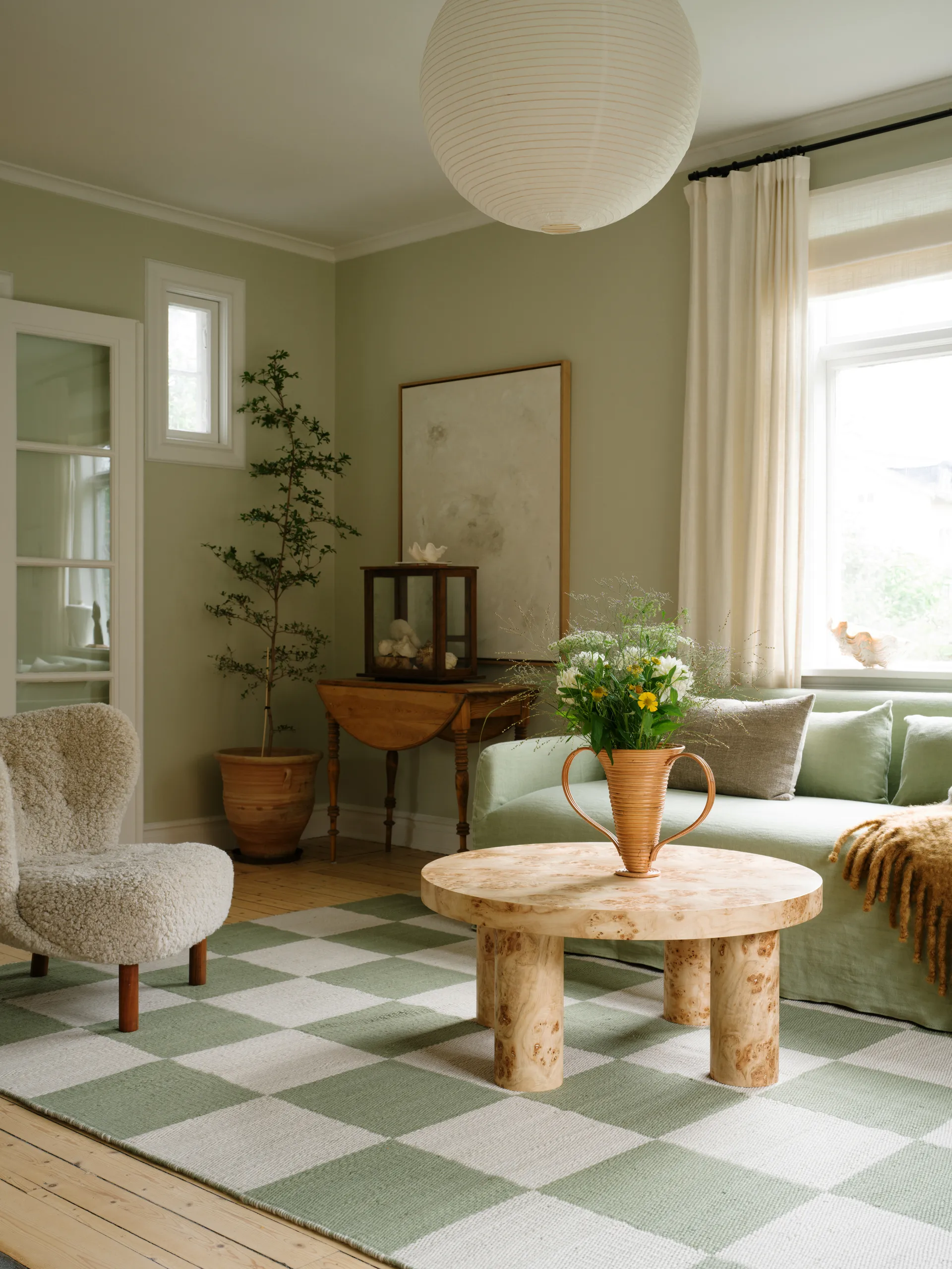 Dywan wełniany Chess, Sage, 200x300 cm Layered