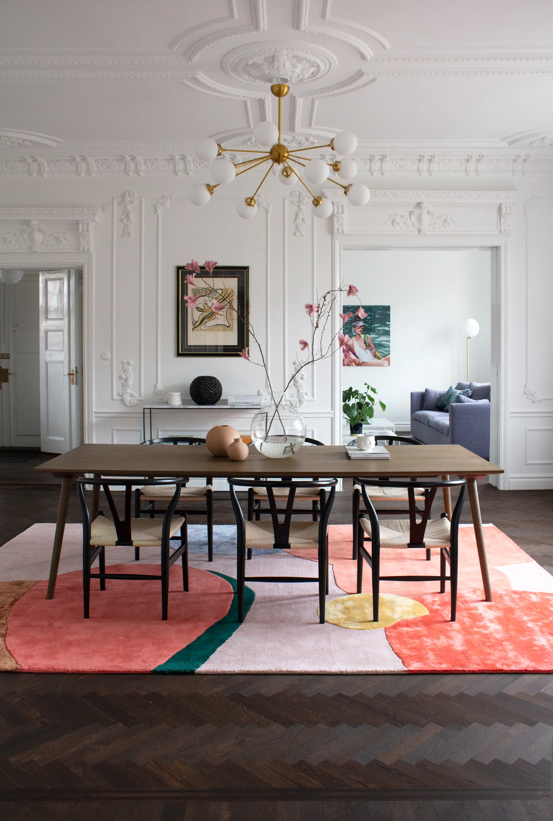 Dywan wełniany Flower Field 160x230 cm, Pink Layered