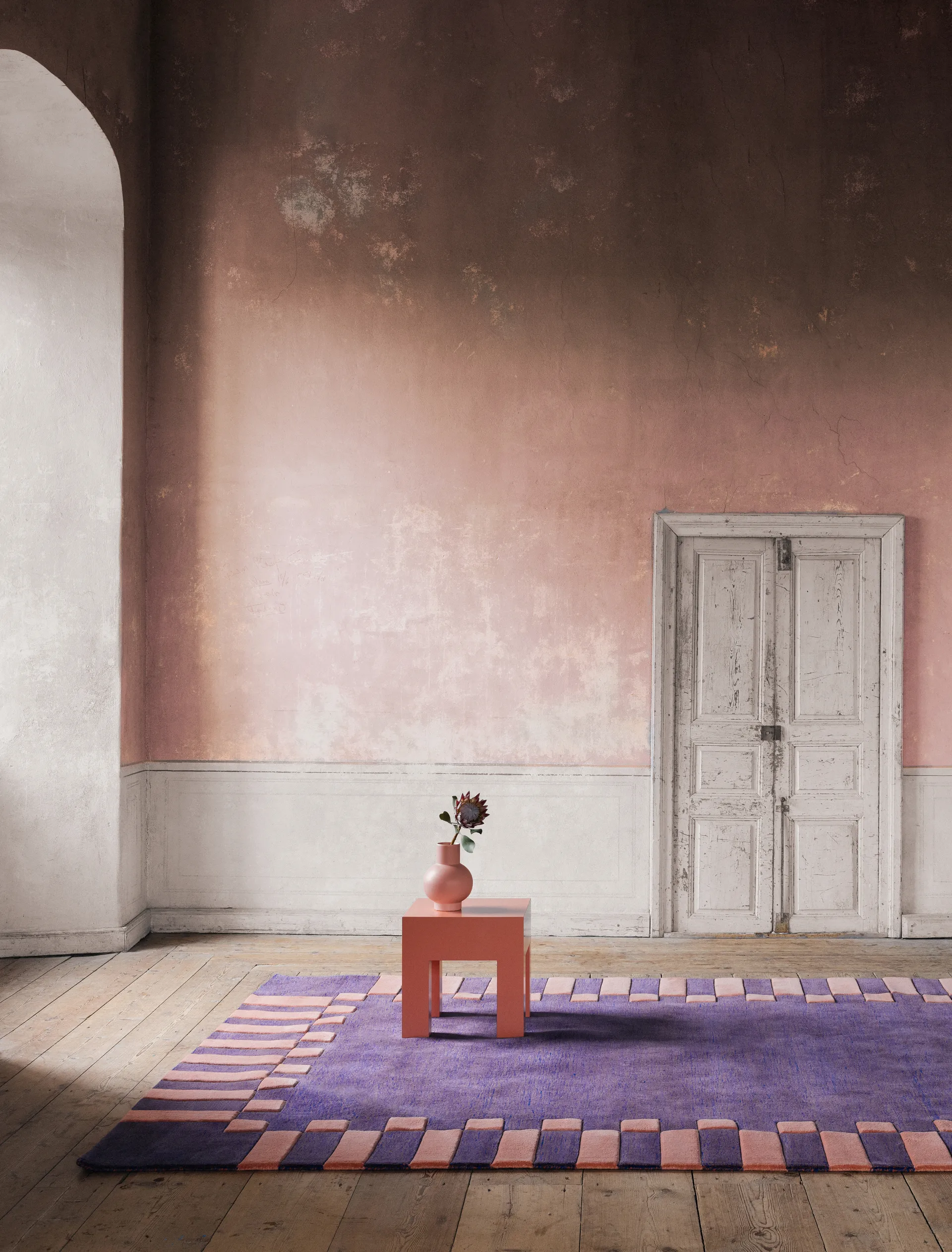 Dywan wełniany Teklan Frame, Cobalt salmon, 300x400 cm Layered