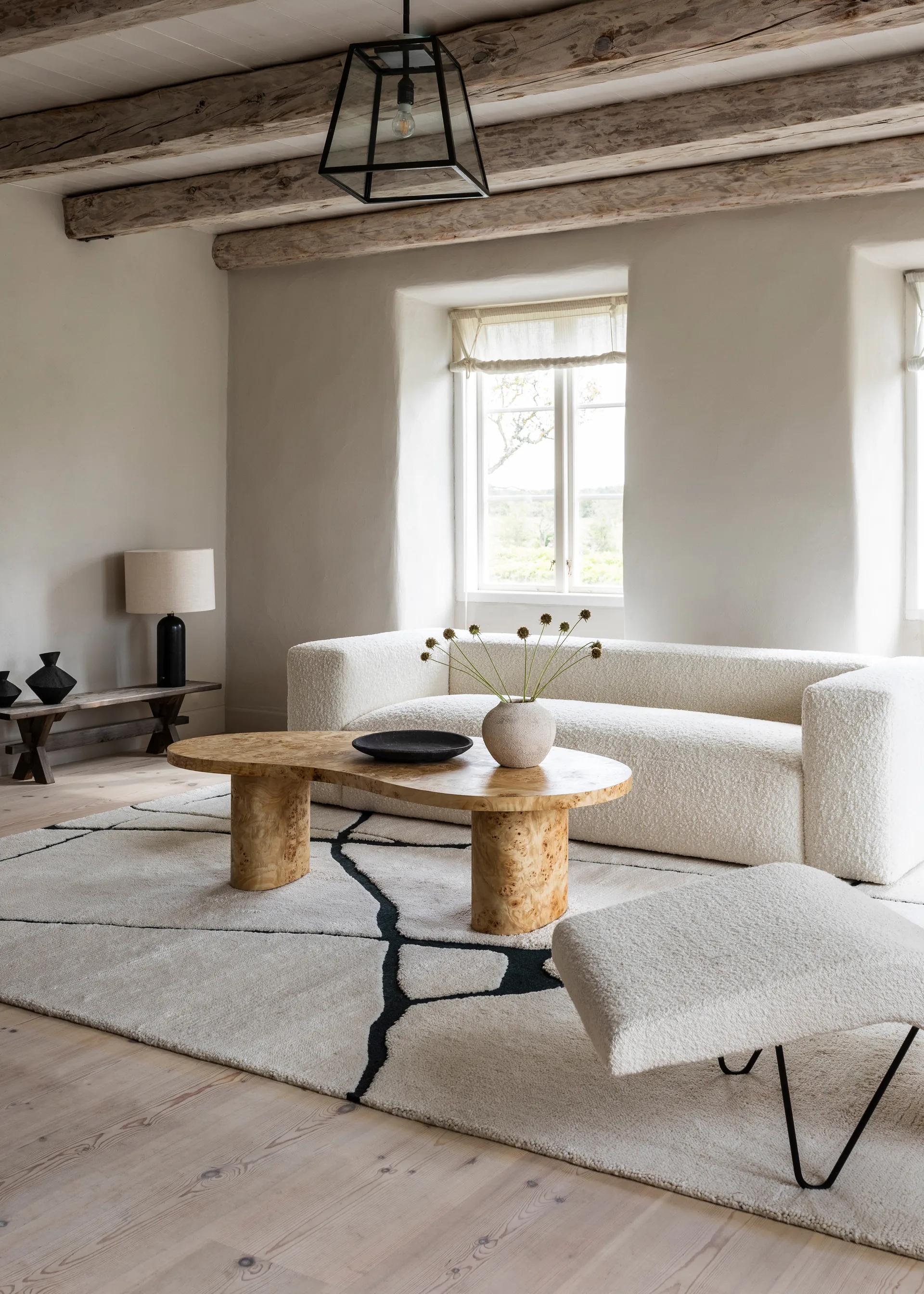 Gute dywan wełniany, Czarno-biały 250x350 cm Layered