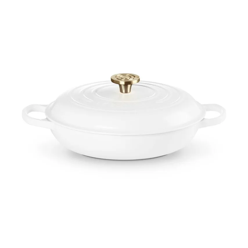Le Creuset Classic żeliwny garnek bufetowy ze szklaną pokrywą, White, 3,5 L Le Creuset
