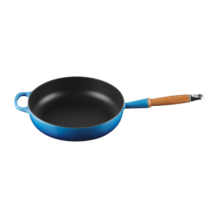 Le Creuset Signature głęboka patelnia z drewnianym uchwytem 28 cm - Azure blue - Le Creuset