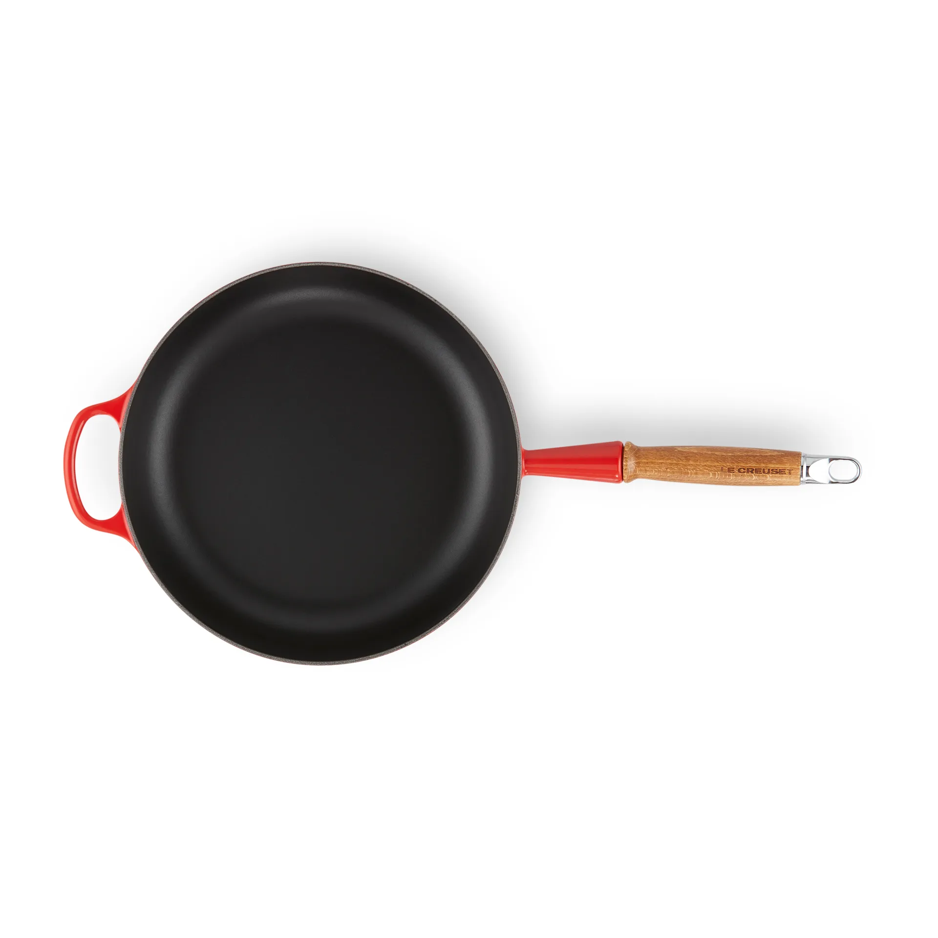 Le Creuset Signature głęboka patelnia z drewnianym uchwytem 28 cm, Cerise Le Creuset